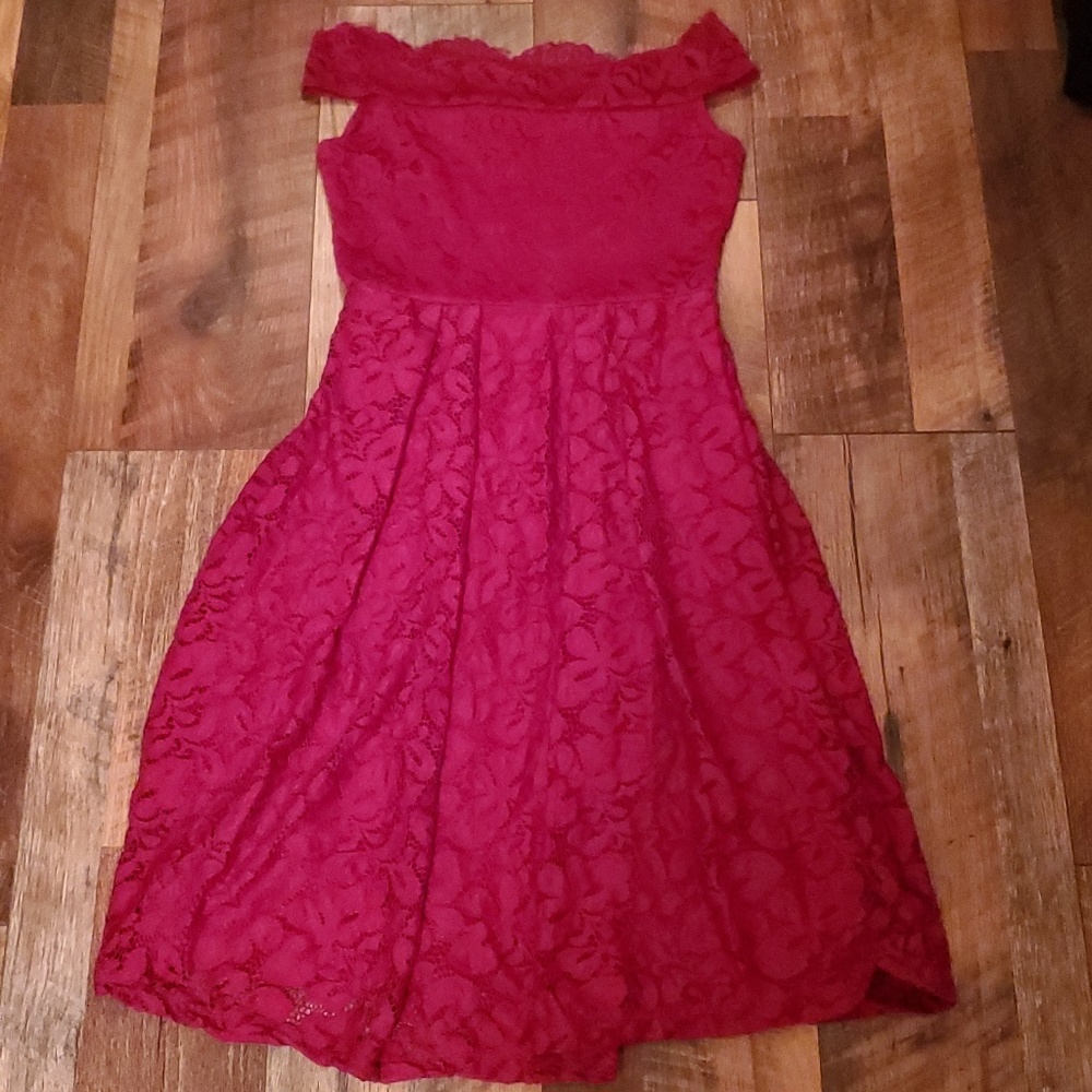 Red lace dress